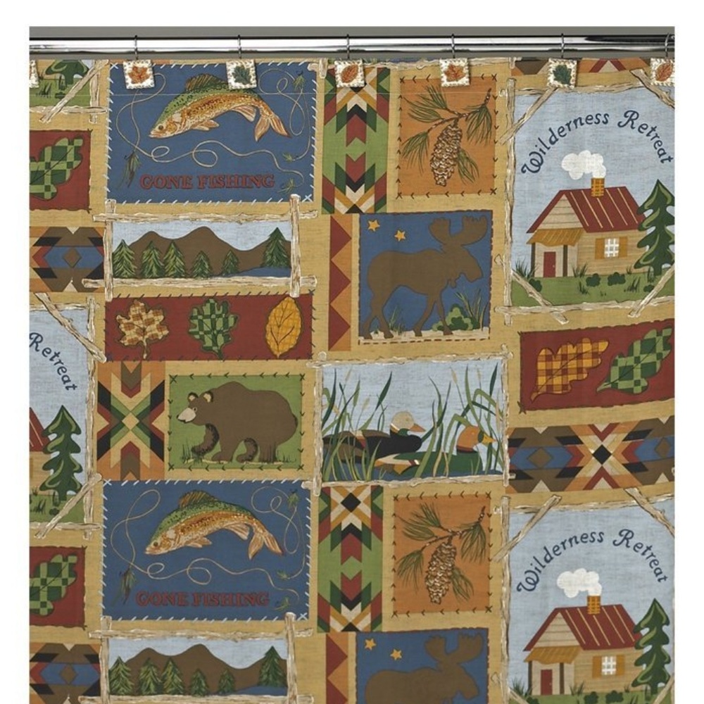 Campers Diary Fabric Shower Curtain